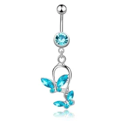 Piercing nombril - piercing - oxyde de zirconium cristal vert - acier chirurgical