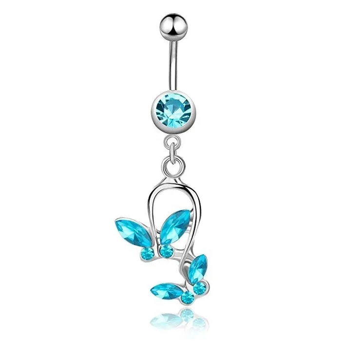 Navle - piercing - grøn krystal zirconia - kirurgisk stål