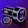 Universal billaddare - dubbel USB - snabbladdning - aluminium - 4,8A - 5V