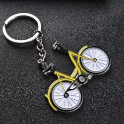 Yellow bicycle - metal keychainKeyrings
