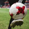 Professionell fotboll - läder - vattentät - vit-röd - storlek 4 - 5