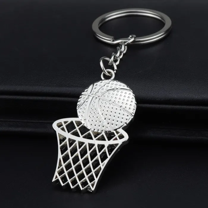 Porte-clés en métal - basket - filet - terrain de basket