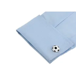 Boutons de manchette élégants - football noir et blanc