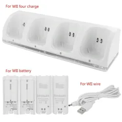 Wii controller oplader med 4 batterier 2800 mAh - dock