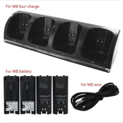 Ladegerät für Wii-Controller mit 4 Akkus 2800 mAh - Dock