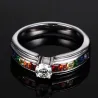 Moderigtig ring - farverig regnbue zirconia - unisex - rustfrit stål