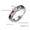 Anello alla moda - zirconi colorati arcobaleno - unisex - acciaio inossidabile