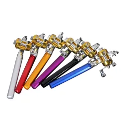 Mini vara de pesca telescópica - com carretel de pesca dourado - dobrável