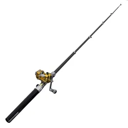 Mini canna da pesca telescopica - con mulinello dorato - pieghevole