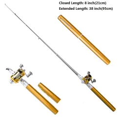 Mini telescopische hengel - met gouden hengel - opvouwbaarVishengels