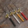 Mini canna da pesca telescopica - con mulinello dorato - pieghevole