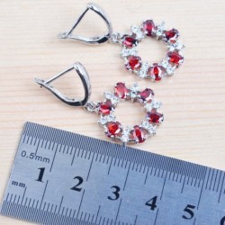 Exclusieve sieradenset - halsketting - oorbellen - ring - witte en rode zirkonia - 925 sterling zilverSieradensets