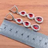 Exklusives Schmuckset - Kette - Ohrringe - Ring - roter Zirkonia - 925er Sterlingsilber