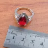 Parure esclusiva di gioielli - collana - orecchini - anello - zirconi rossi - argento sterling 925