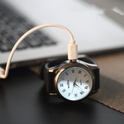 Relógio masculino de metal - recarregável - USB - com isqueiro sem chama
