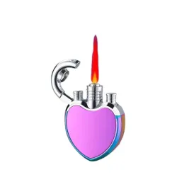 EncendedorMechero jet butano - llama roja - antiviento - 1300 C - forma corazón