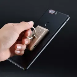 2 i 1 universell telefonhållare - med tändare - justerbar ring - USB-laddning