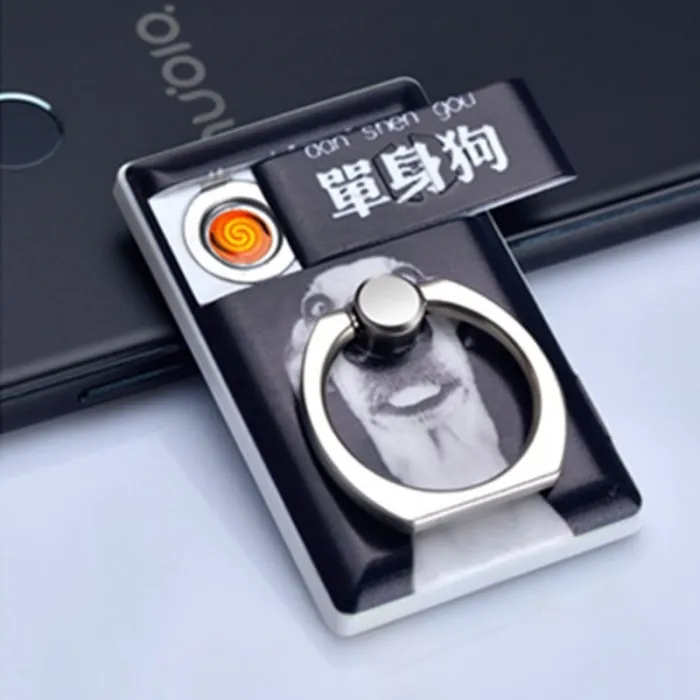 2 i 1 universell telefonhållare - med tändare - justerbar ring - USB-laddning