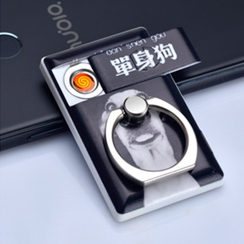 Suporte universal para telefone 2 em 1 - com isqueiro - anel ajustável - carregamento USB