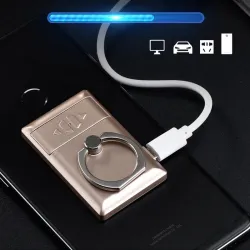 2 i 1 universell telefonhållare - med tändare - justerbar ring - USB-laddning