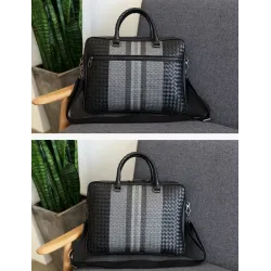 Sac à bandoulière élégant - porte-documents d'affaires - cuir véritable tressé - grande capacité