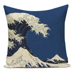 Fundas de cojinesFunda de cojín decorativa - acuarelas - montañas - estampado olas del mar - 40 cm * 40 cm - 45 cm * 45 cm