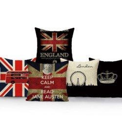Poszewka dekoracyjna na poduszkę - styl londyński - flaga brytyjska - 40 cm * 40 cm - 45 cm * 45 cmPoszewek na poduszki