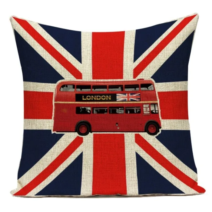 Dekorativt kuddfodral - London-stil - Brittisk flagg - 40 cm * 40 cm - 45 cm * 45 cm