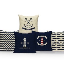 Decorative cushion cover - sea - blue compass - anchor - marine - ship - 40 cm * 40 cm - 45 cm * 45 cmCushion covers