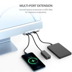 USB-C HUB - dockingstation - med 4K 60Hz HDMI USB 3.0 kortlæser - til iMac