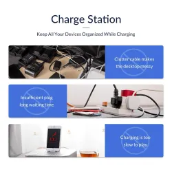 TitularesORICO - Cargador USB de 10 puertos - estación de acoplamiento - con soporte - 120W 5V2.4A*10