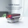 TitularesORICO - Cargador USB de 10 puertos - estación de acoplamiento - con soporte - 120W 5V2.4A*10