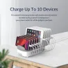 TitularesORICO - Cargador USB de 10 puertos - estación de acoplamiento - con soporte - 120W 5V2.4A*10