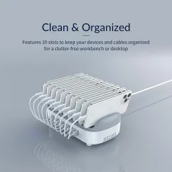 TitularesORICO - Cargador USB de 10 puertos - estación de acoplamiento - con soporte - 120W 5V2.4A*10