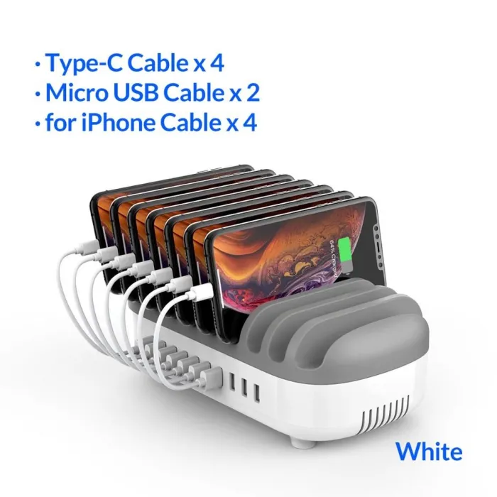 TitularesORICO - Cargador USB de 10 puertos - estación de acoplamiento - con soporte - 120W 5V2.4A*10