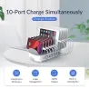 TitularesORICO - Cargador USB de 10 puertos - estación de acoplamiento - con soporte - 120W 5V2.4A*10