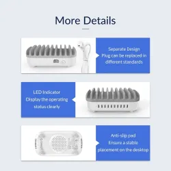 TitularesORICO - Cargador USB de 10 puertos - estación de acoplamiento - con soporte - 120W 5V2.4A*10