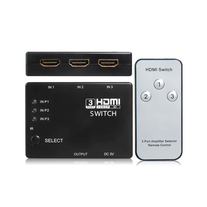 3 til 1 - HDMI Switcher med fjernkontroll - HDMI Splitter