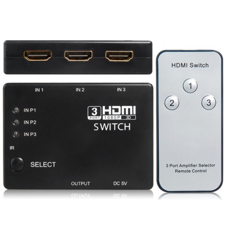 HDMI Switchers3 a 1 - Conmutador HDMI con control remoto - Divisor HDMI