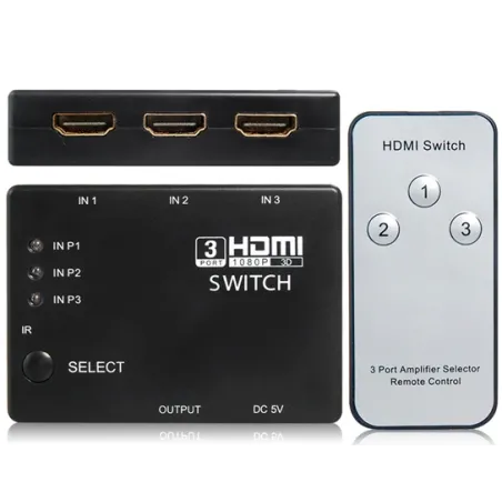 Conmutadores HDMI3 a 1 - Conmutador HDMI con control remoto - Divisor HDMI