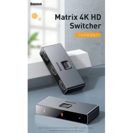 Baseus - switch 4K HD - adaptador compatível com HDMI