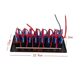 Waterdicht schakelpaneel met LED en zekeringen - 8-kanaals - voor auto - boot - camperSchakelaars