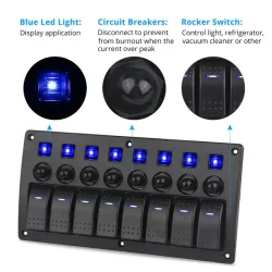 Quadro elettrico stagno con led e fusibili - 8 canali - per auto - barca - camper