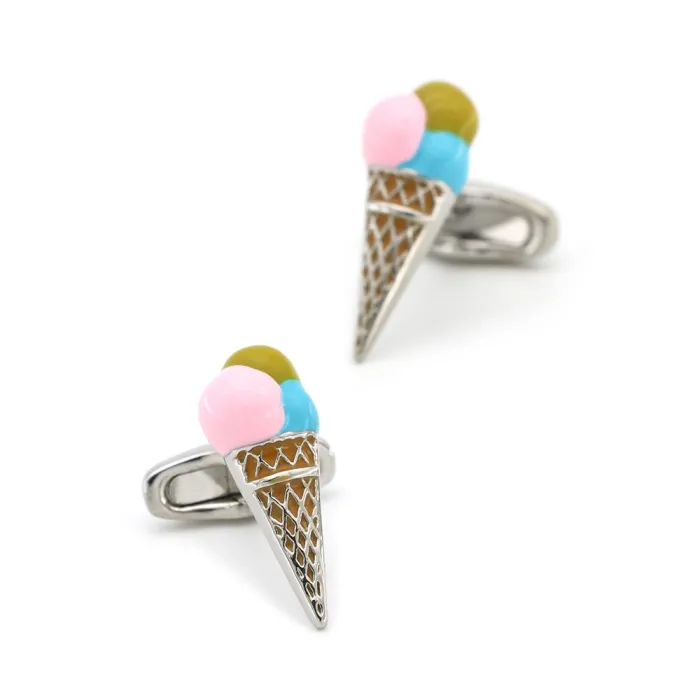 Boutons de manchette argent - glace multicolore