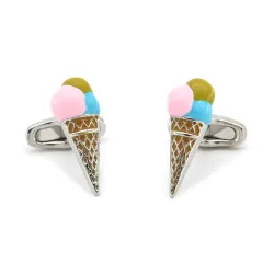 Boutons de manchette argent - glace multicolore