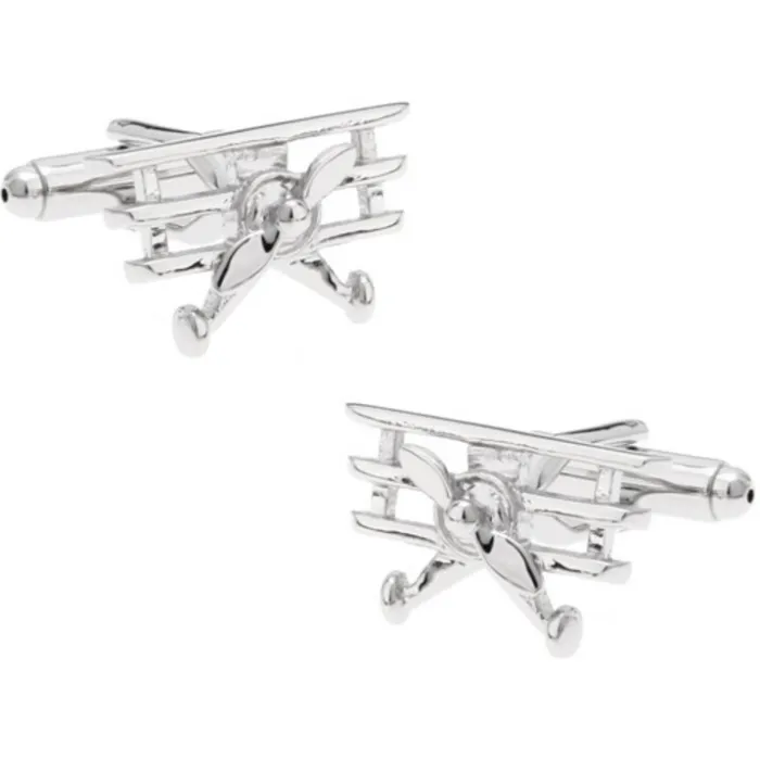 Silver flygplan - manschettknappar
