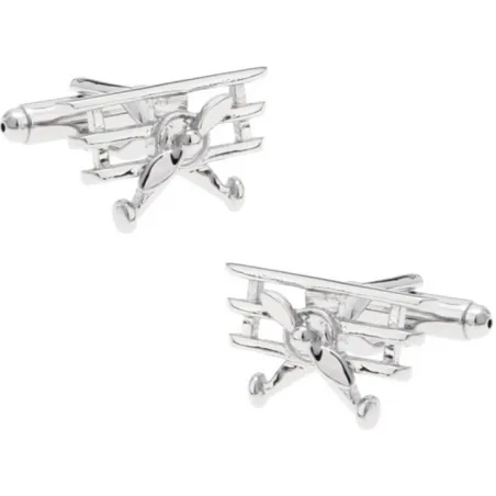 Avion en argent - boutons de manchette