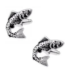 Boutons de manchette en argent - gros poisson