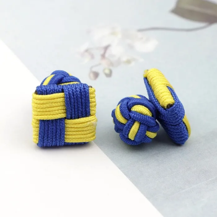 Nœuds carrés tressés colorés - boutons de manchette
