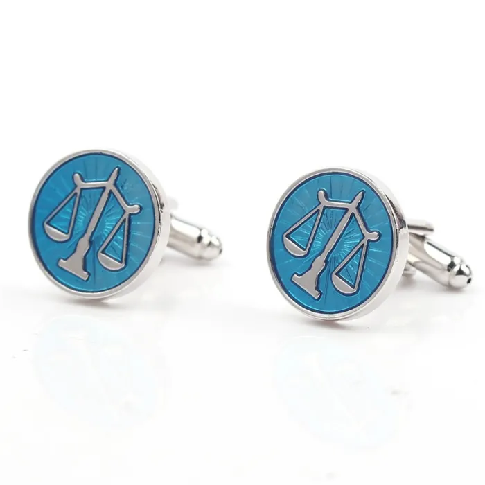 Round blue cufflinks - libra scaleCufflinks